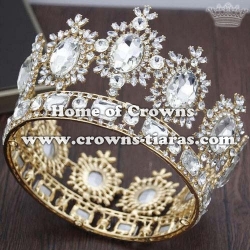 Wholesale Crystal Gold Queen Crowns With Red Diamonds--Small Size