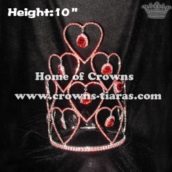 10in Height Crystal Rhinestone Valentine Heart Crowns