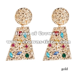 Fashion Alloy Earrings With Pink Diamonds