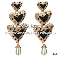 Heart Shaped Large Alloy Crystal Earrings