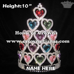 Crystal Valentine Pageant Crowns With Heart Shaped Diamonds