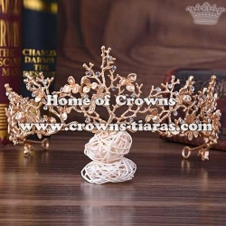 Alloy Wedding Tiaras In Gold Color With Dargonfly/Flowers