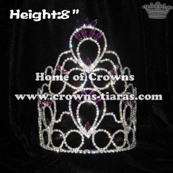 8inch Wholesale Queen Crowns With Purple Diamond