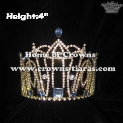 4in Height Pageant Princess Crowns With All Clear Rhinestones