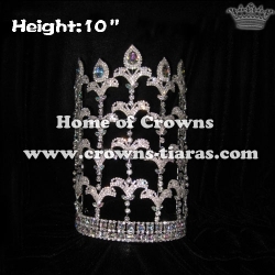 10inch Fleur De Lis Rhinestone Adjustable Pageant Crowns