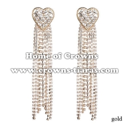 Crystal Heart Shaped Earrings With Long Chains