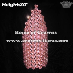 Big Pink Heart Shaped Crystal Rhinestone Crowns