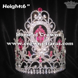 6in Height Pageant Stock Crowns With Large Pink Diamonds