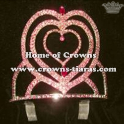 Pink Rhinestones Heart Shaped Pageant Stock Crowns