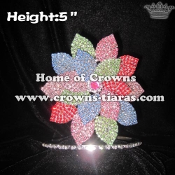 5in Height Crystal Flower Pageant Crowns In 3D view
