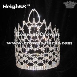 8in Height Crystal Pageant Crowns With Black Diamonds