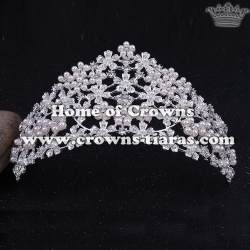 Wholesale Flower Shaped Tiaras With Pearls