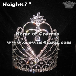 7in Height Heart Shaped Crystal Rhinestones Pageant Crowns