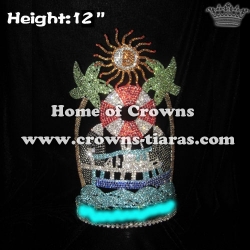 12in Height Large Tall Summer Pageant Crowns With Sun On Top