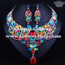 Fashion Crystal Necklace Set With Blue Diamondswestern necklace set