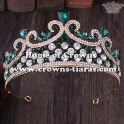 Wholesale 2.75in Height Pageant Tiaras With Green Diamonds