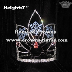 7in Height Rhinestone Snowflake Christmas Crown With Happy Snowman