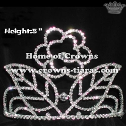 Crystal Rhinestone Crowns With Rose In The Middle Of