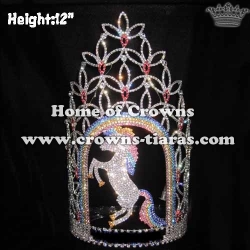 12in Height Unique Crystal Unicorn Pageant Crowns