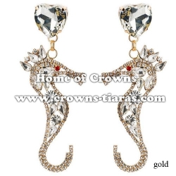 Wholesale Crystal Rhinestone Horsefish Earrings