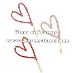 Pink Crystal Heart Shaped Hair Clips