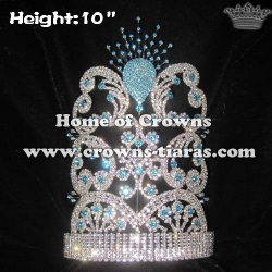 Crystal Rhinestone Peacock Pageant Crowns With Blue Diamonds