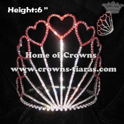 6inch Red Crystal Heart Valentines Crowns