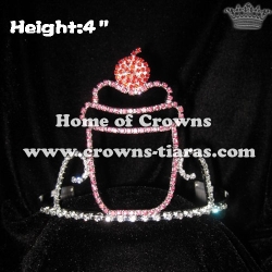 4inch Cupcake Crystal Crowns With Combs