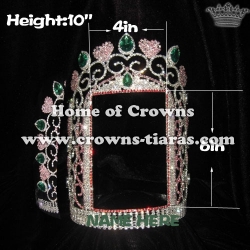 10in Height Custom Pageant Crowns With Custom Photo In Middle