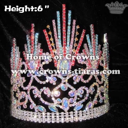 AB Diamond With Colored Spike Crystal Pageant Crowns