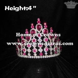 4in Rhinestone Pageant Crowns With Pink Diamonds