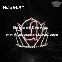 4inch Boot Shoe Pageant Pink Crystal Crowns