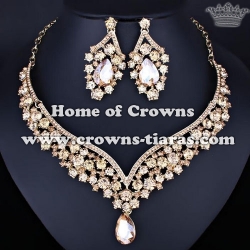 Crystal Pink Diamond Queen Necklace Sets