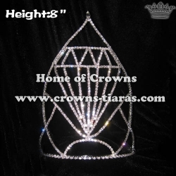 8in Height Rhinestones Diamond Shaped Pageant Crowns