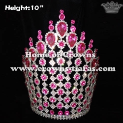 10in Big Tall Pageant Crowns With Pink Diamonds