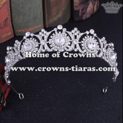 Alloy Crystal Bridal Queen Crowns With Zircon Diamonds