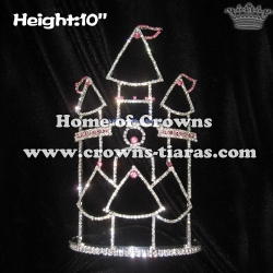 Wholesale 10in Height Crystal Castle Queen Crowns