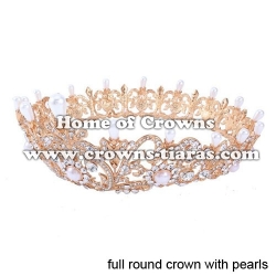 Wholesale Pageant Full Round Queen Pearl Crowns
