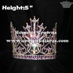 Crystal Queen Pageant Crowns With Purple Diamond