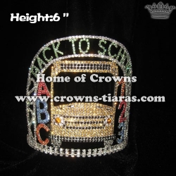 Back To School Crystal Pageant Crowns With Letter of ABC And 123