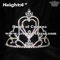 4in Height Heart Shaped Girl Crystal Crowns