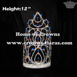 12inch Height Big Red White Blue Pageant Crowns