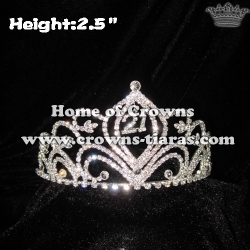 Small Mini Crystal Pageant Crowns With Number 21