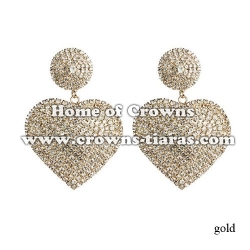 Fashion Heart Shaped Solid Rhinestone Earrings