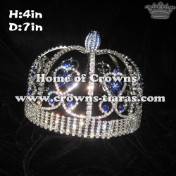 Full Round King Crowns With Blue Diamonds