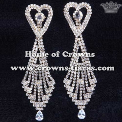 Unique Rhinestone Heart Shaped Bridal Earrings