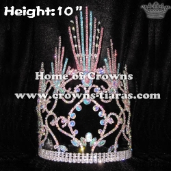 10inch Colorful Rainbow Pageant Crowns with adjustable band