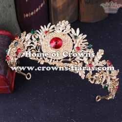 Wholesale Alloy Wedding Tiaras With Red Diamonds