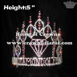 5in Height Crystal Diamond Pageant Crowns