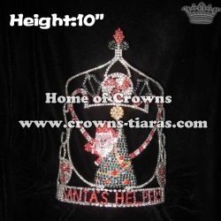 10in Height Rhinestone Christmas Tree Crowns With Santa Claus